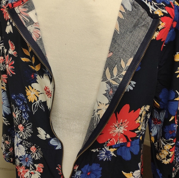 Old Navy Blue Printed Floral Midi Shirt Dress Size M - Picture 7 of 10